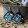 Teal Square Earrings